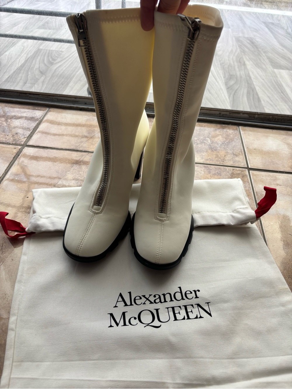 ALEXANDER MCQUEEN Women's High-Heel Sock Boots - Sleek Stretch Upper